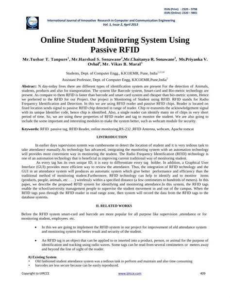 online student monitoring system using passive rfid|Online Student Monitoring System UsingPassive RFID.